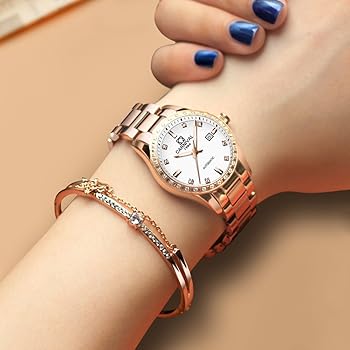 Amazon | Carnival レディース ダイアモンド 自動巻き 機械式 ローズ