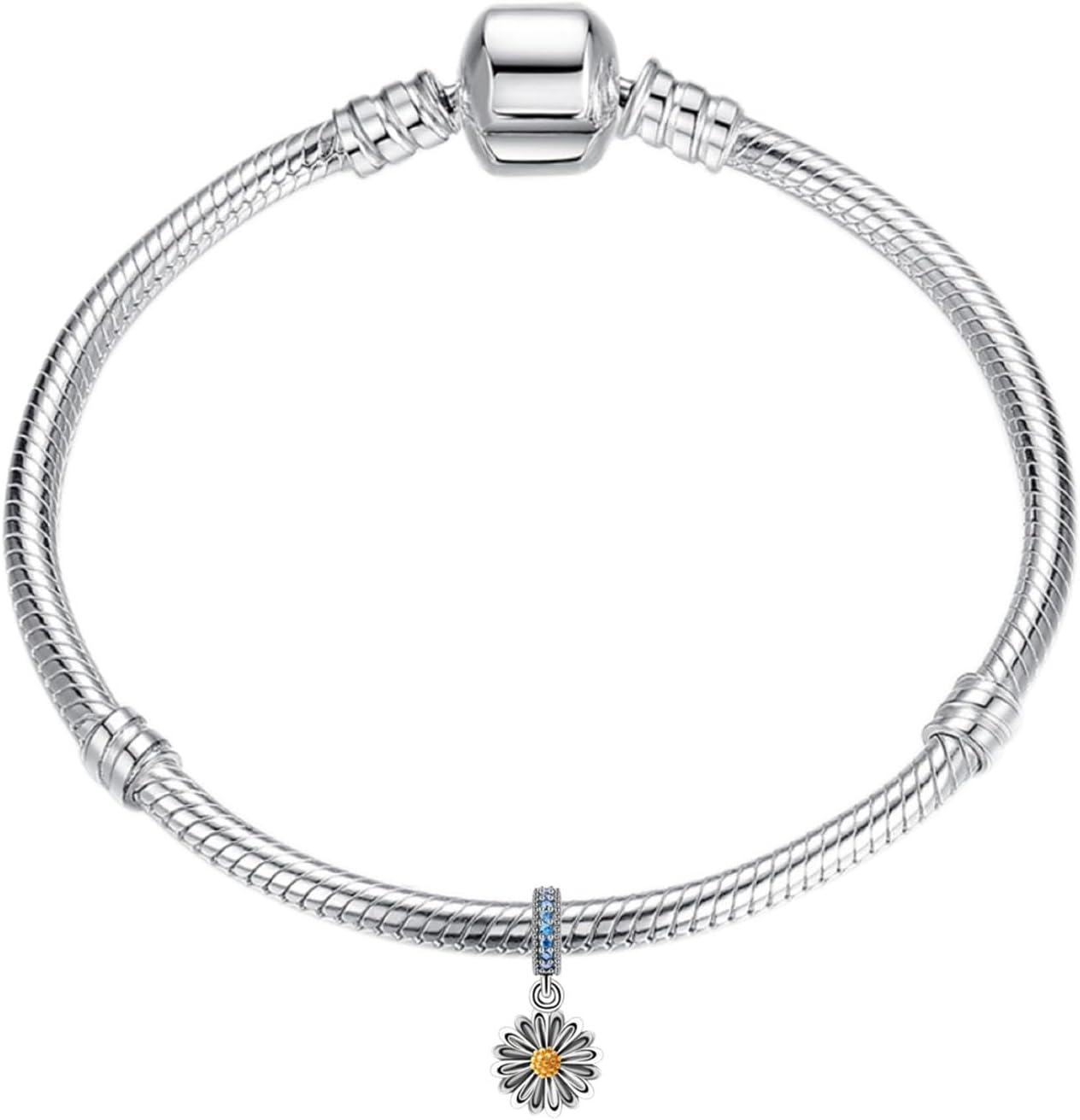 925 Sterling Silver Sunflower Charm Flower Bead Love Pendant for Pandora Charm Bracelet Gift for Anniversary Birthday Christmas Day - Image 3