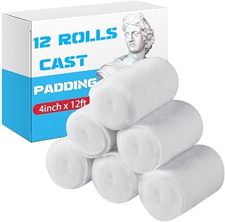 Nuanchu 6 Rolls Cast Padding Soft Individual Pack Padding Use with Plaster Cloth Gauze Bandage for Halloween Wrap Bandage Art Projects, Body Casts, Mask Making, Hobby Craft(4 Inch X 12 ft)