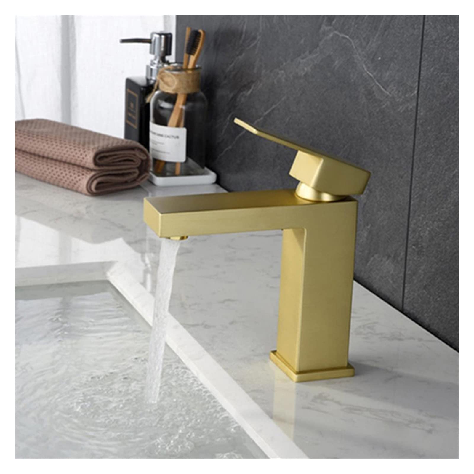 Mitigeur de lavabo or brossé en acier inoxydable 304 pour vasque moderne