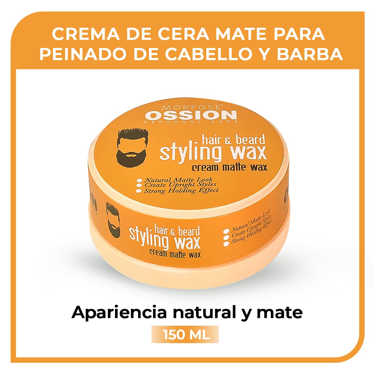 Morfose OSSION Hair & Beard Styling Cream Matte Wax 150 ml – Crema para peinar el cabello y la barba – cera de textura mate – agarre fuerte, acabado natural, peinado flexible – para todo tipo de