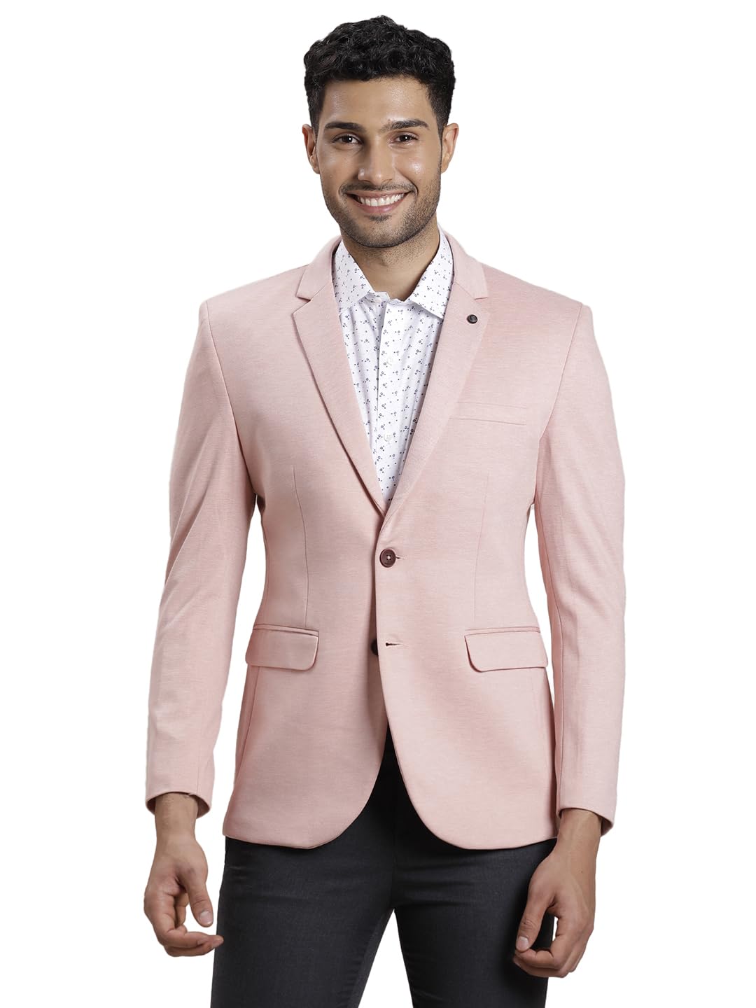 turtle Men Knitted Solid Light Pink Blazer-picture-42