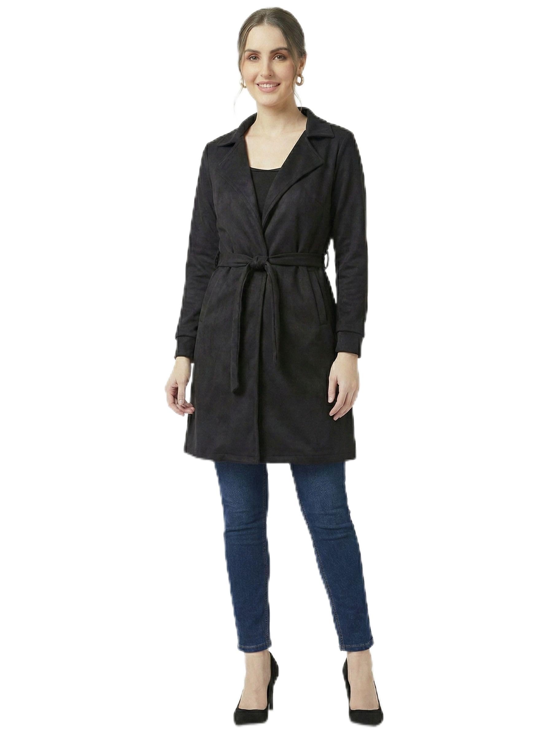hainah Women Casual Solid Belt Closure Longline Suede Shrug |Full Sleeve | Trendy and Stylish with Comfort Fit for Everyday Wear-picture-36