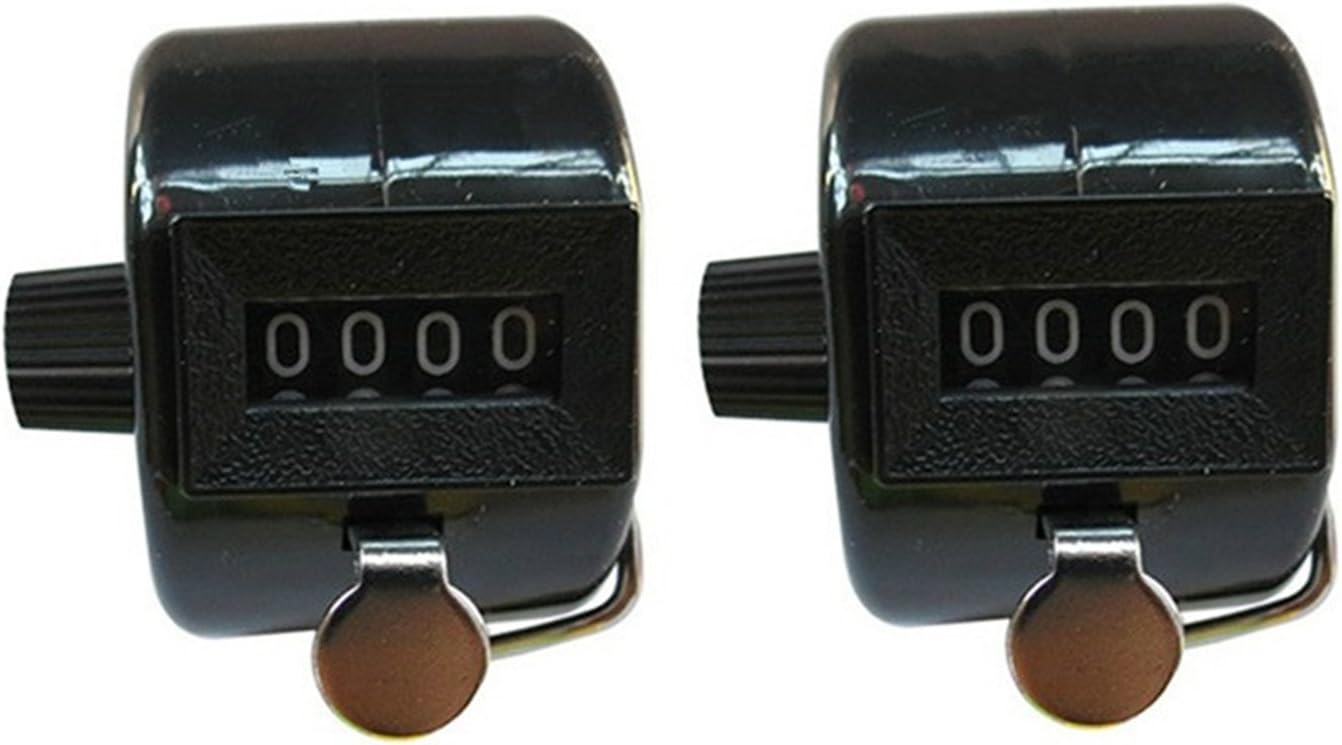 Jackie Pack of 2 Handheld 4 Digit Number Counter Mechanical Tally Lap Tracker Manual Clicker Black : Sports & Outdoors