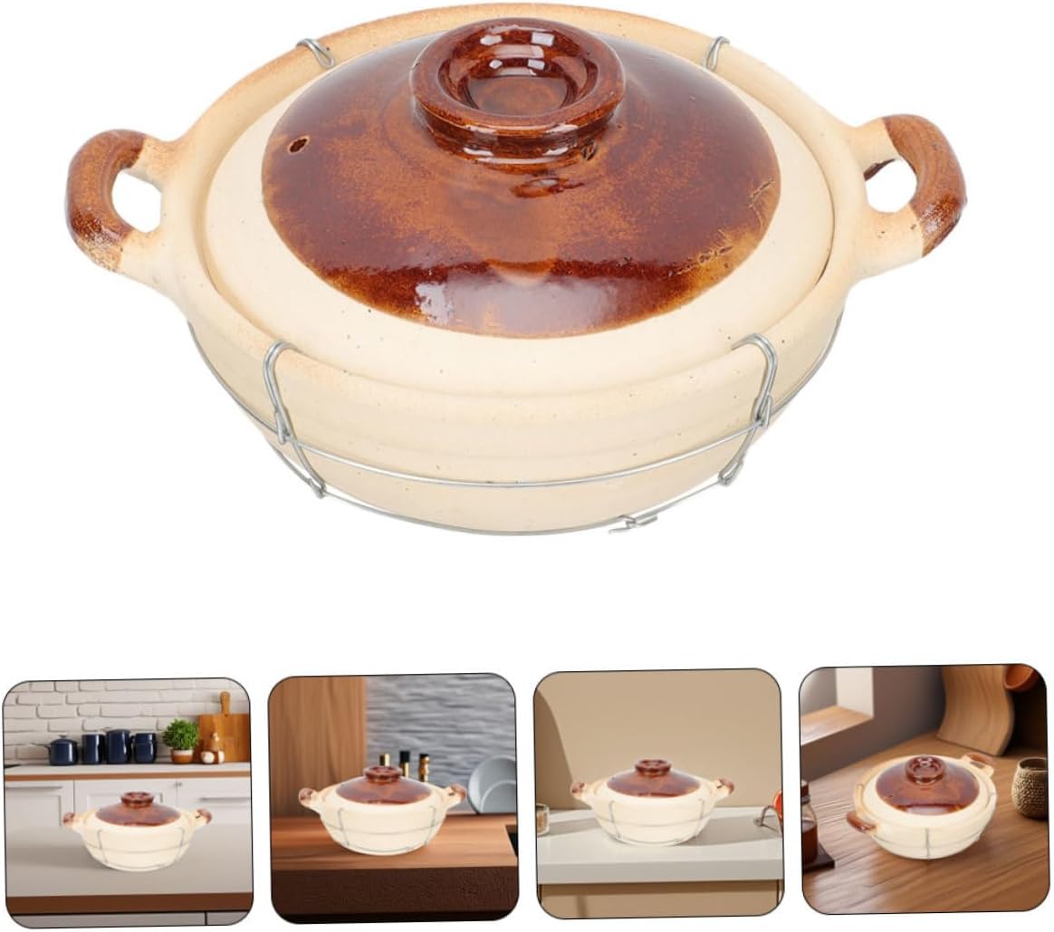 2pcs Clay Casserole Dish Single-handle Cooking Pot for Chinese Rice Dishes High-temperature Resistant Clay Cookware Secure Grip for Home Kitchens