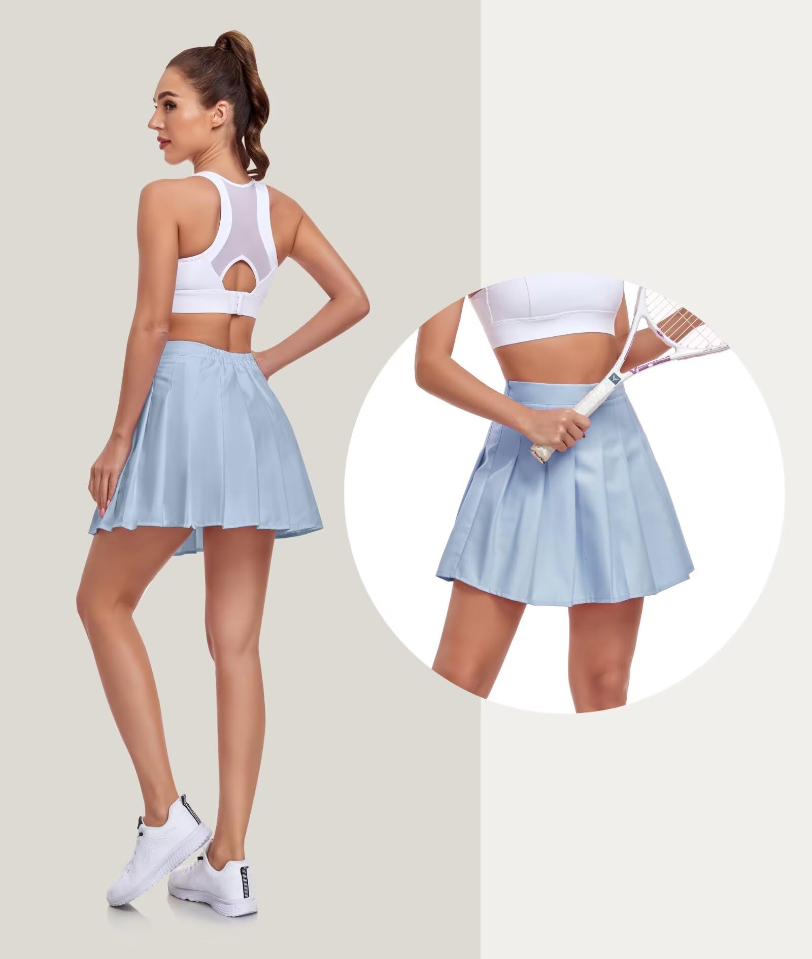 Gonna da tennis a pieghe da donna e ragazza, a vita alta, gonna a trapezio per uniforme scolastica, atletica, golf, skorts con pantaloncini, 2T-4XL