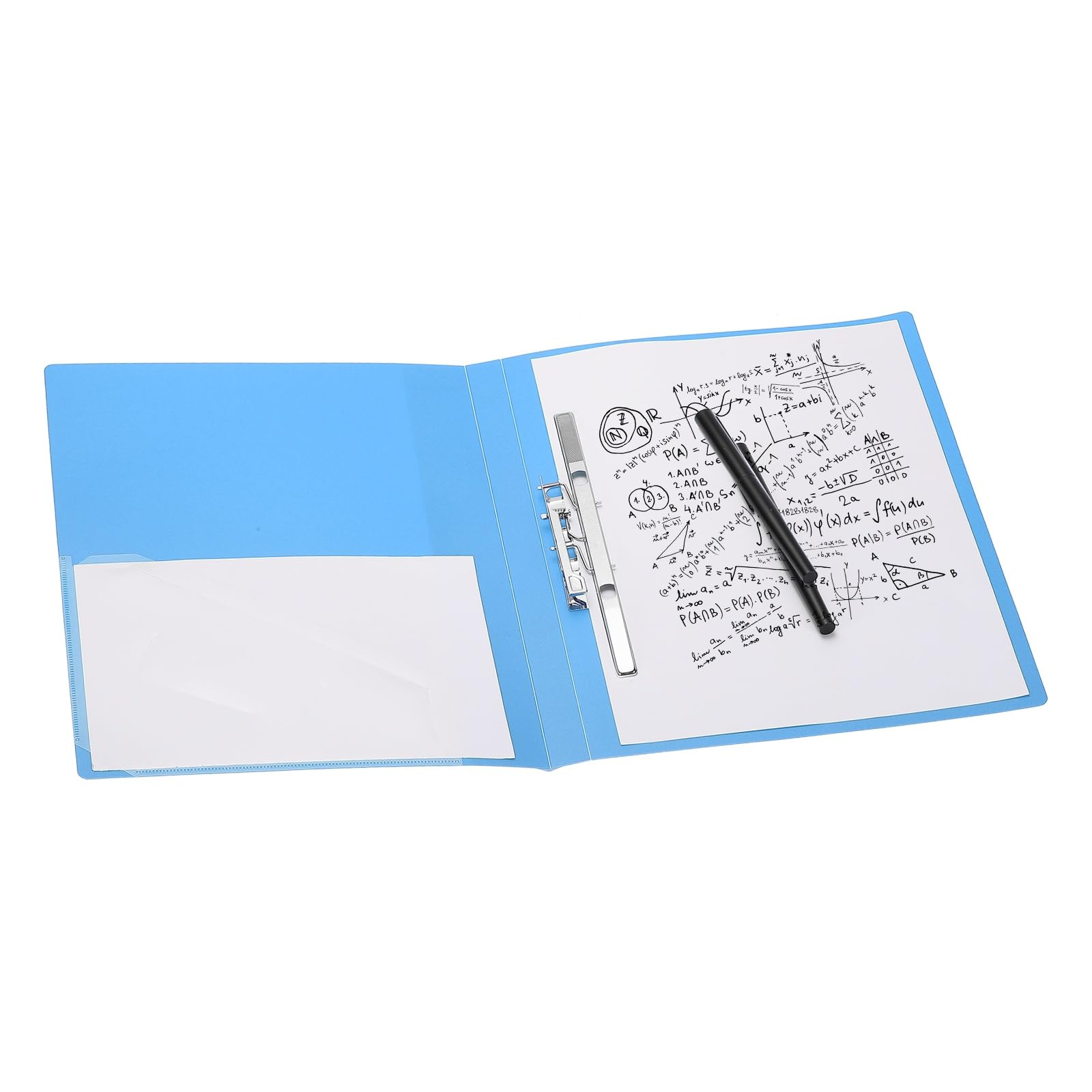 PATIKIL Ringless-Binder, A4 Binder Folders Punchless Clamp Padfolio Clipboard Clip Folder Foldable Plastic Document Binders Metal Clips for File Office Supplies, ADM95090, Blue
