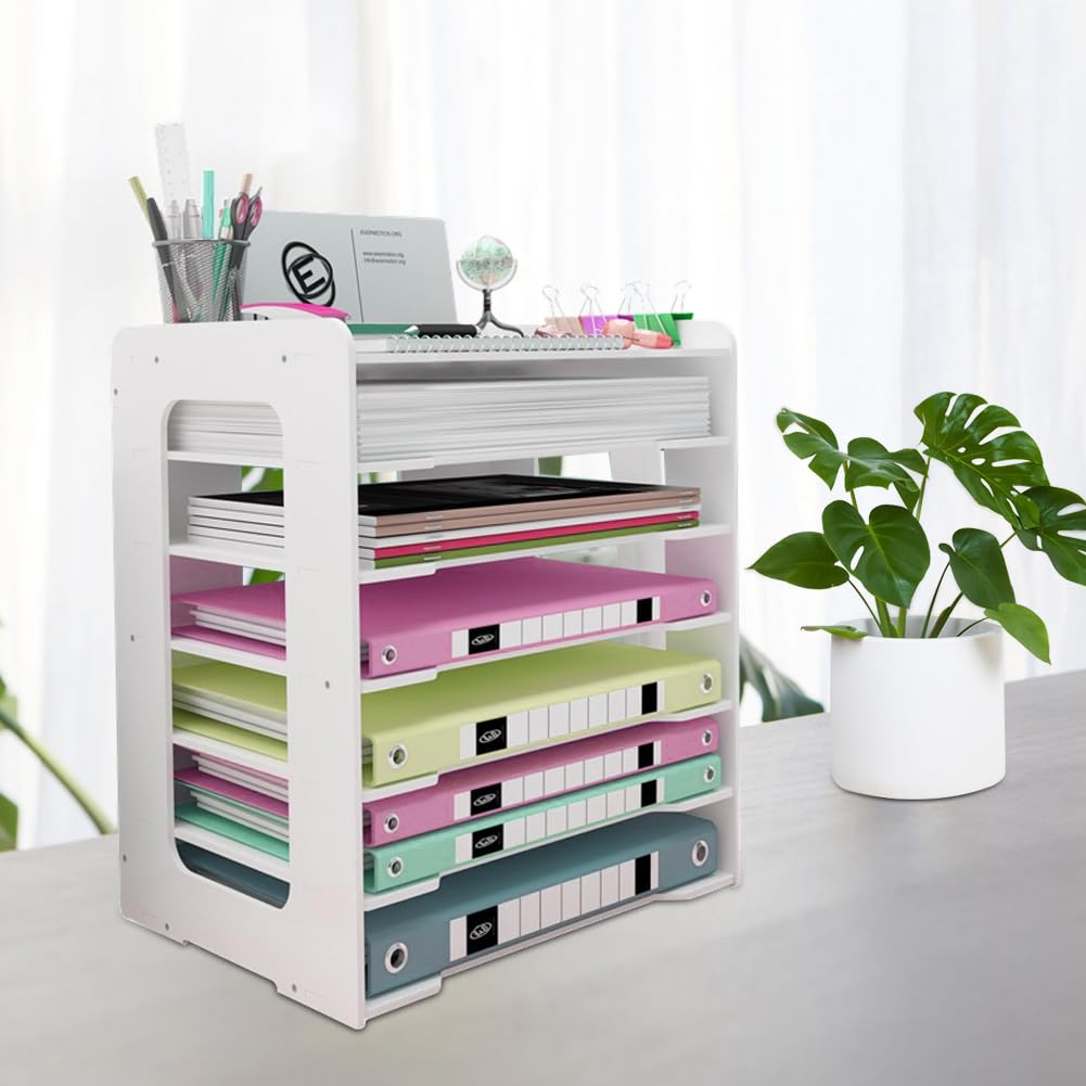 Umllpet Briefbakje, 4-laagse bureau-organizer, stapelbare documentenlade, A4-papieropslag, organizer, brievenlade, bureau-organizer, documentenhouder voor thuis, kantoor, school