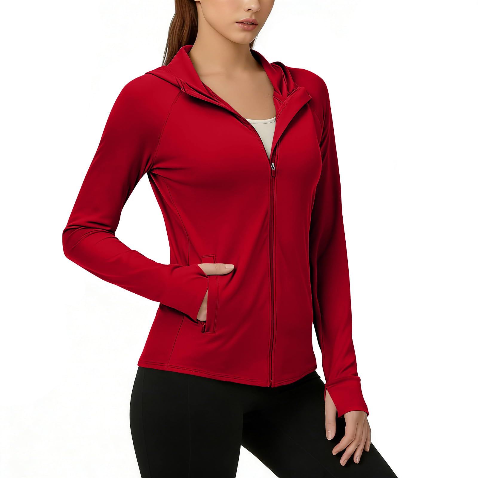 Women UPF 50+ Sun Protection Hoodie Jacket Quick Dry Lightweight Long Sleeve Sun Shirt Tops with Pocket Hiking Outdoor