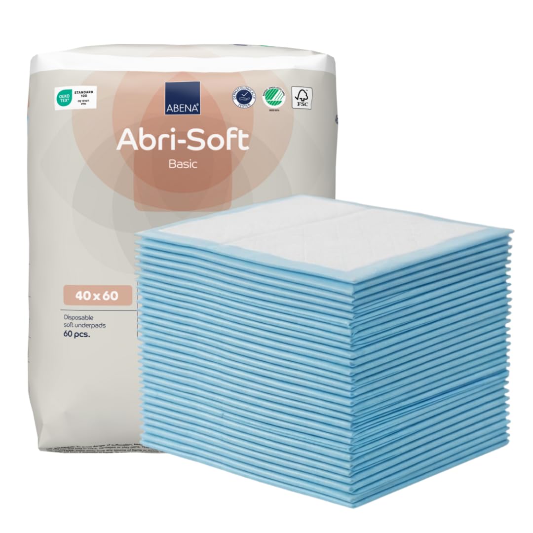 ABENA Abri-Soft Basic Disposable Underpads, 60x40cm, 800ml, Pack of 60