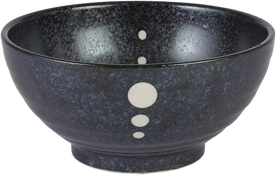 Zen Table Japan Large 40 oz Ramen Noodle, Udon, Pasta, Soup, Donburi SANUKI Bowl/Serving Bowl Polka Dot (Black) -Made in Japan