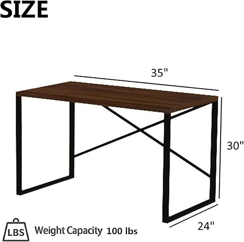 Miniatura 7 de Escritorio pequeño para computadora de oficina en casa de 35 pulgadas, escritorio de escritura simple, mesa de estudio moderna con marco de metal