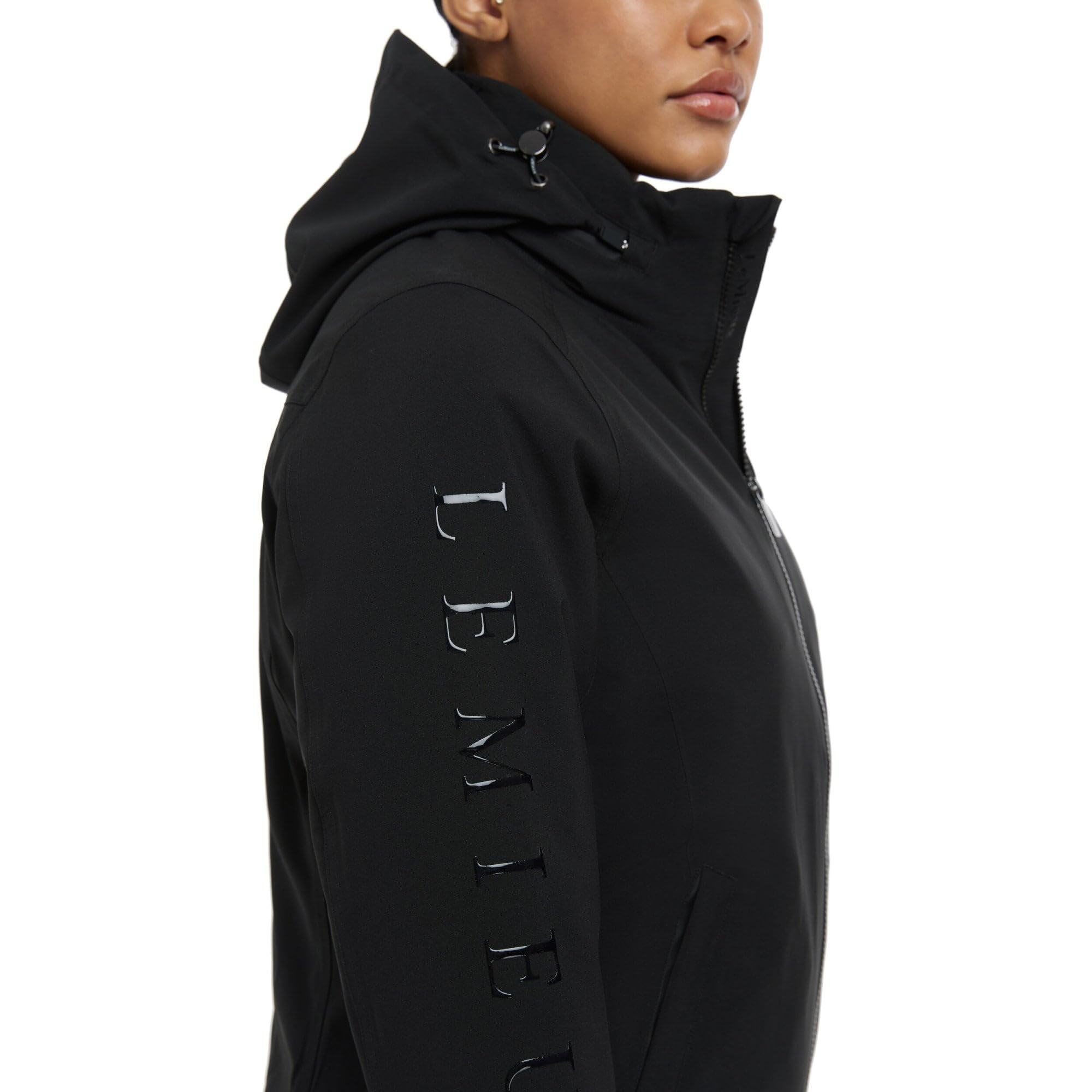 LeMieux Chaqueta de equipo para mujer, impermeable, capucha plegable, cremallera bidireccional