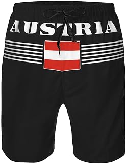 Men's Quick Dry Swim Trunks Austria Austrian Flag Text Beach Shorts with Pockets Sun Protection Board Shorts Swim Suits