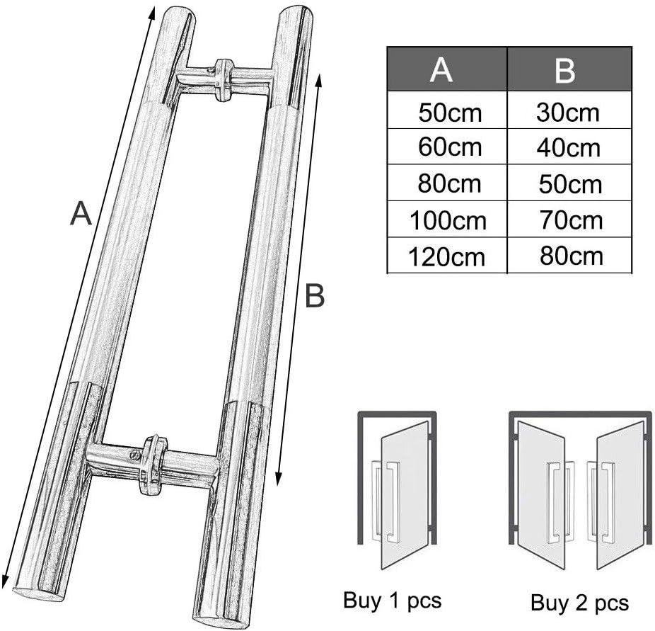 Door Handle Pull and Flush Set for Toilet Kitchen Office - Sliding Barn Replacement Hardware External Internal Both-Sided Door Knob bar Heavy Duty Polished Chrome Finish