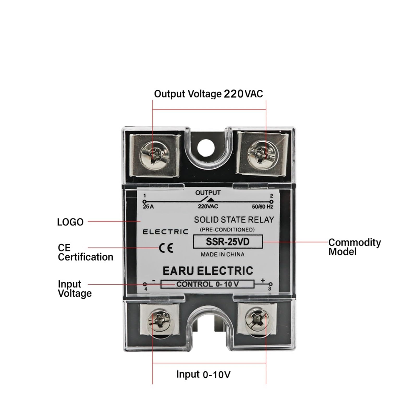SSR-10VD SSR-40VD SSR 25A 80A 100 Spannung regler modul eingang 0-10V ausgang 220VAC kühler(80A)