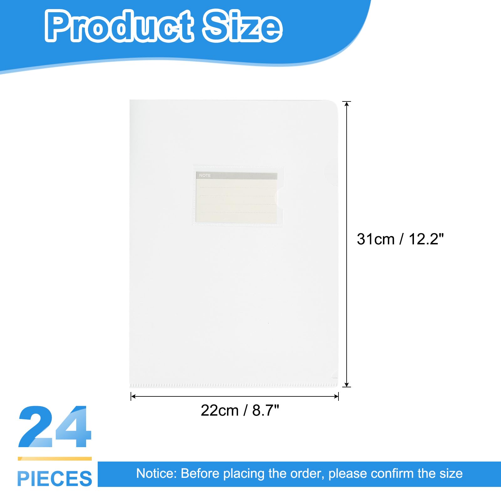 PATIKIL 24 Pack L-Type Plastic Folders, Letter Size Clear Folders for Documents Paper Sleeves Project Folder with Pocket for Home Office, Milky White - Image 2