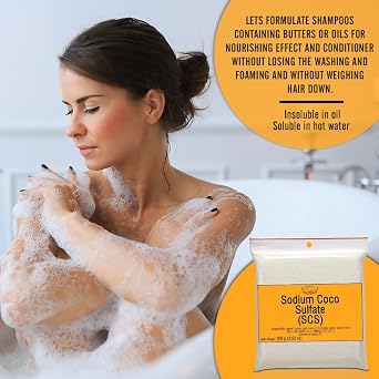 Sodium Coco SULFATE (SCS) - Fine Granules - Anionic, Foaming Surfactant - for Homemade Solid Shampoo Bars, Soap, Foamy, Bubbly Products, Hair, Body - 200 g | 7.06 Oz