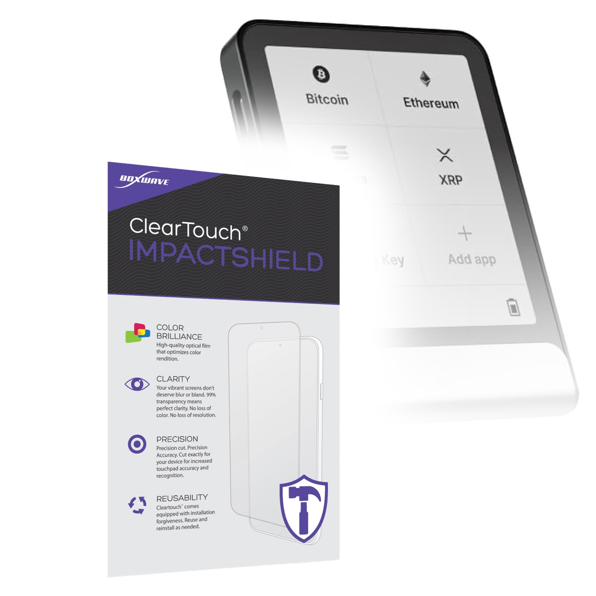BoxWave Screen Protector Compatible with Ledger Flex - ClearTouch ImpactShield (2-Pack), Impenetrable Screen Protector Flexible Film