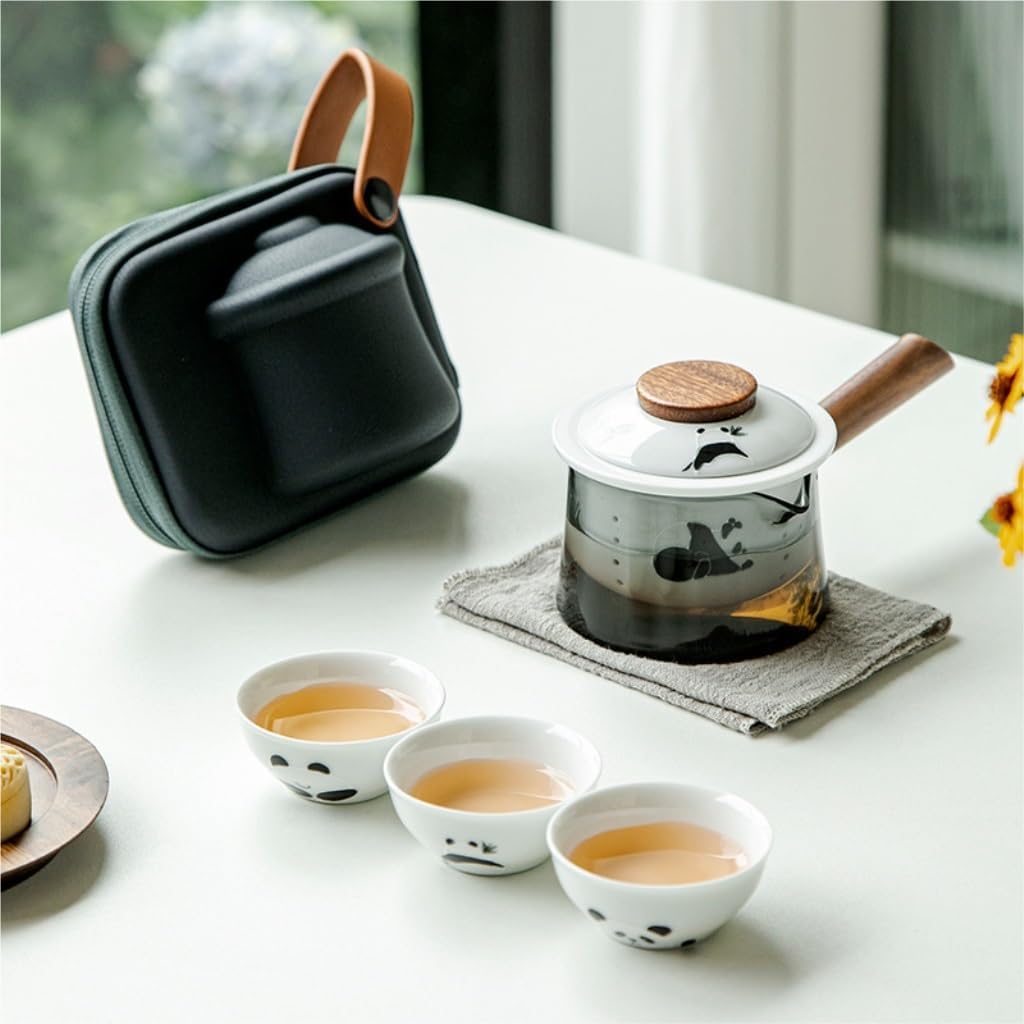 耐熱中国磁器の携帯用茶器セット ガラスティーセットセット 手描き
