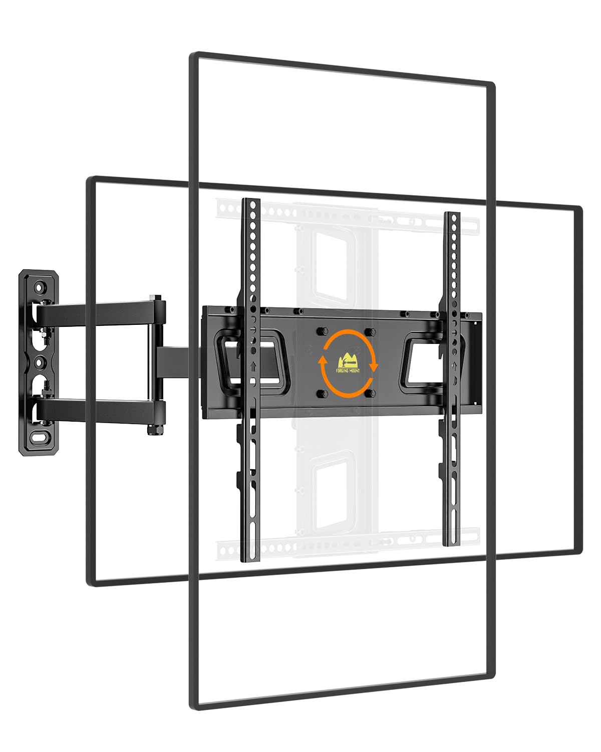 FORGING MOUNT TV Wandhalterung Schwenkbar 180 Grad Landschafts to Hochformat Fernseher Halterung Drehbar für 26-65 Zoll Fernseher, Eck TV Halterung Ausziehbar 550mm, Max VESA 600x400mm, bis zu 40KG