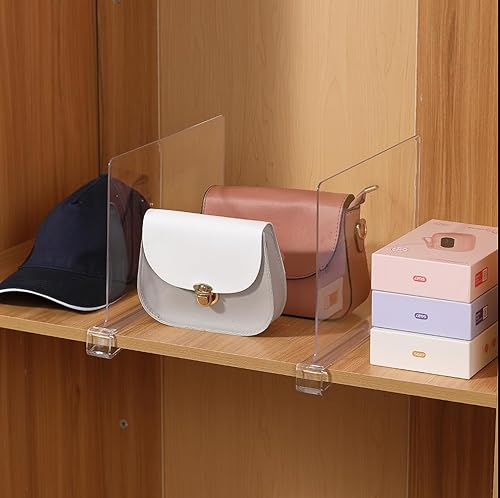 Miniatura 4 de Paquete de 8 separadores de estantes transparentes, organizador de bolso para armario, separadores de estantes para organización de armario,