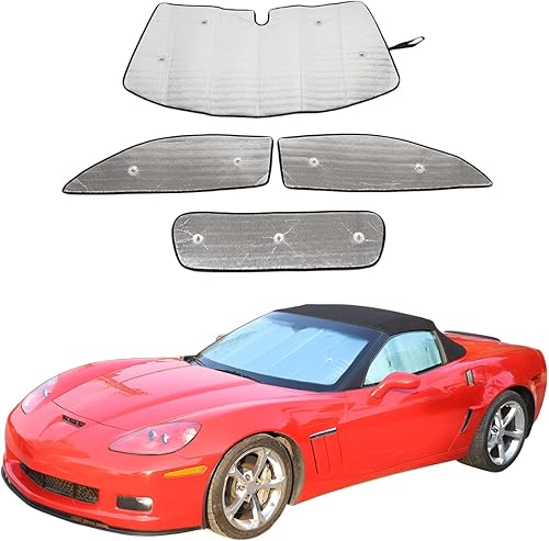 Parasol para parabrisas de automóvil, parasol completo para Chevrolet Corvette C6 2005-2013, protector de visera contra rayos UV (ventana completa,