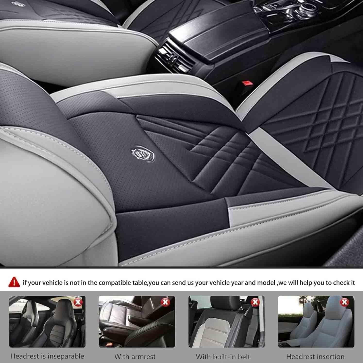 Premium Car Seat Covers Full Set for Buick Riviera VI 1979-1985,Luxury PU Leather Cars Seats Cover,Front and Rear Seat Cover Protectors Set - Durable(C)