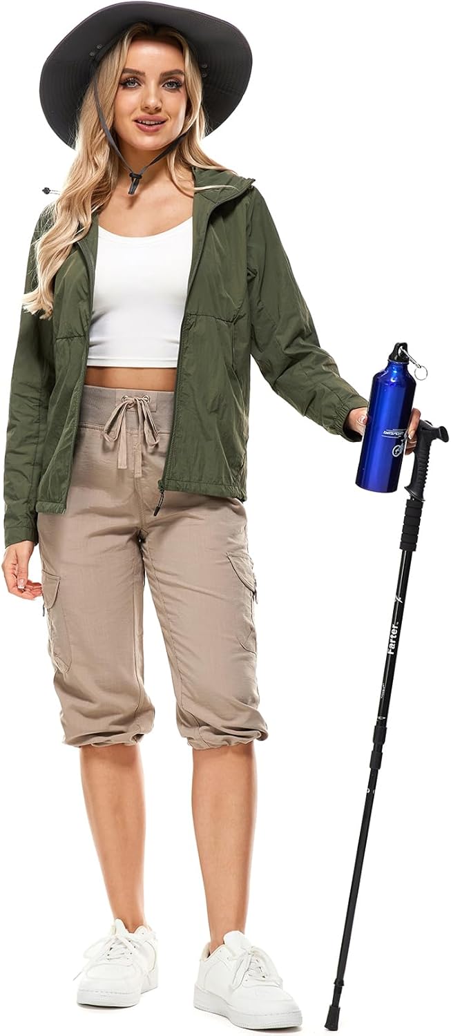 Women's Cargo Capris Hiking Pants with 6 Pockets Lightweight Quick Dry Sun Protection Outdoor Travel Casual Comfy Summer Pants(2032 Khaki XXXL) - Image 2