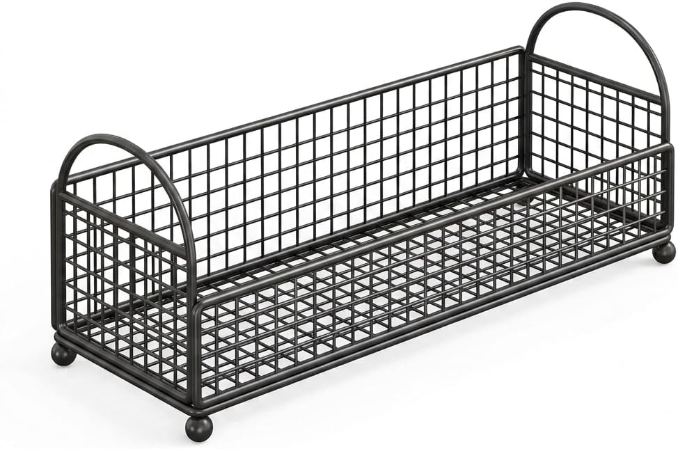Cosmetic Organizer, Iron Wire, 5.1 x 5.1 x 15.75 in (Black)