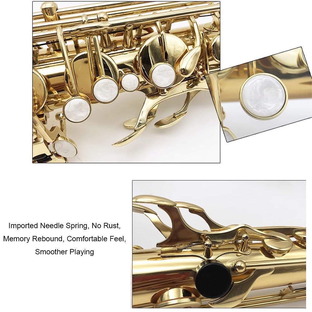 Saxofón tenor profesional B plano dorado lacado saxofón tenor instrumento musical de latón profesional con accesorios de estuche