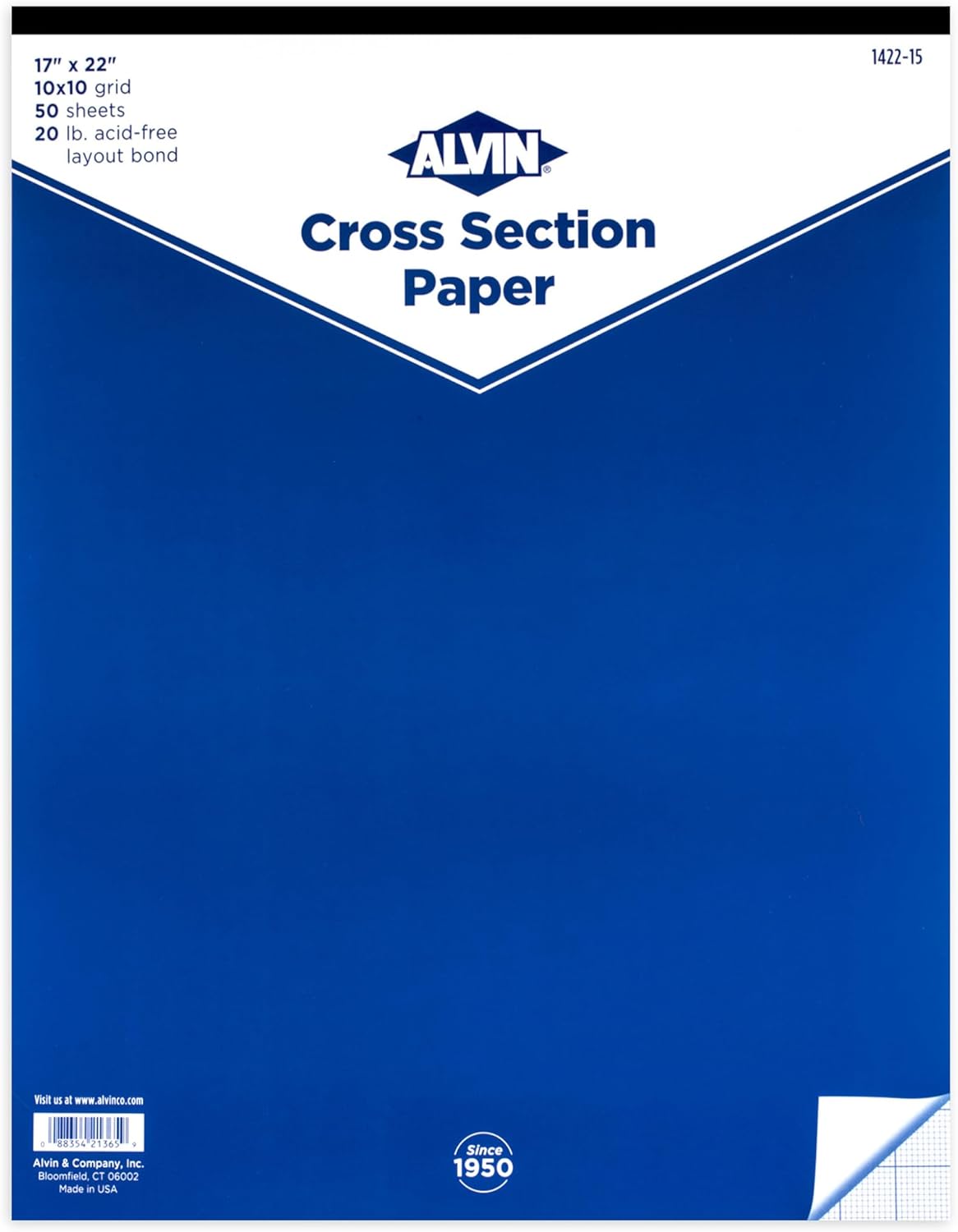 ALVIN Quadrille Paper Pad 50 Sheets of 17" x22" Model 1422-15 Drafting and Graph Paper, Suitable for Pencil and Ink, Printer Compatible, 10" x 10" Grid - 50 Sheet Pad, 17 x 22 Inch 17" x 22"