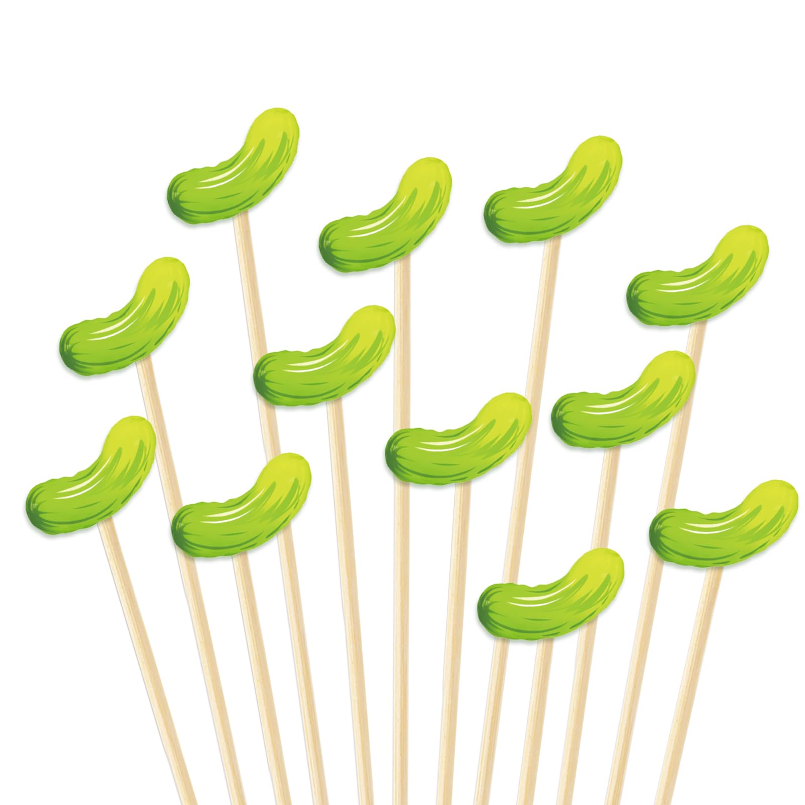 JarThenaAMCS 100 Pcs Pickle Cocktail Picks Martini Green Cucumber Long Toothpicks for Food Fruit Drink Dessert Picklesburgh Pickled Theme Events Decor Supplies