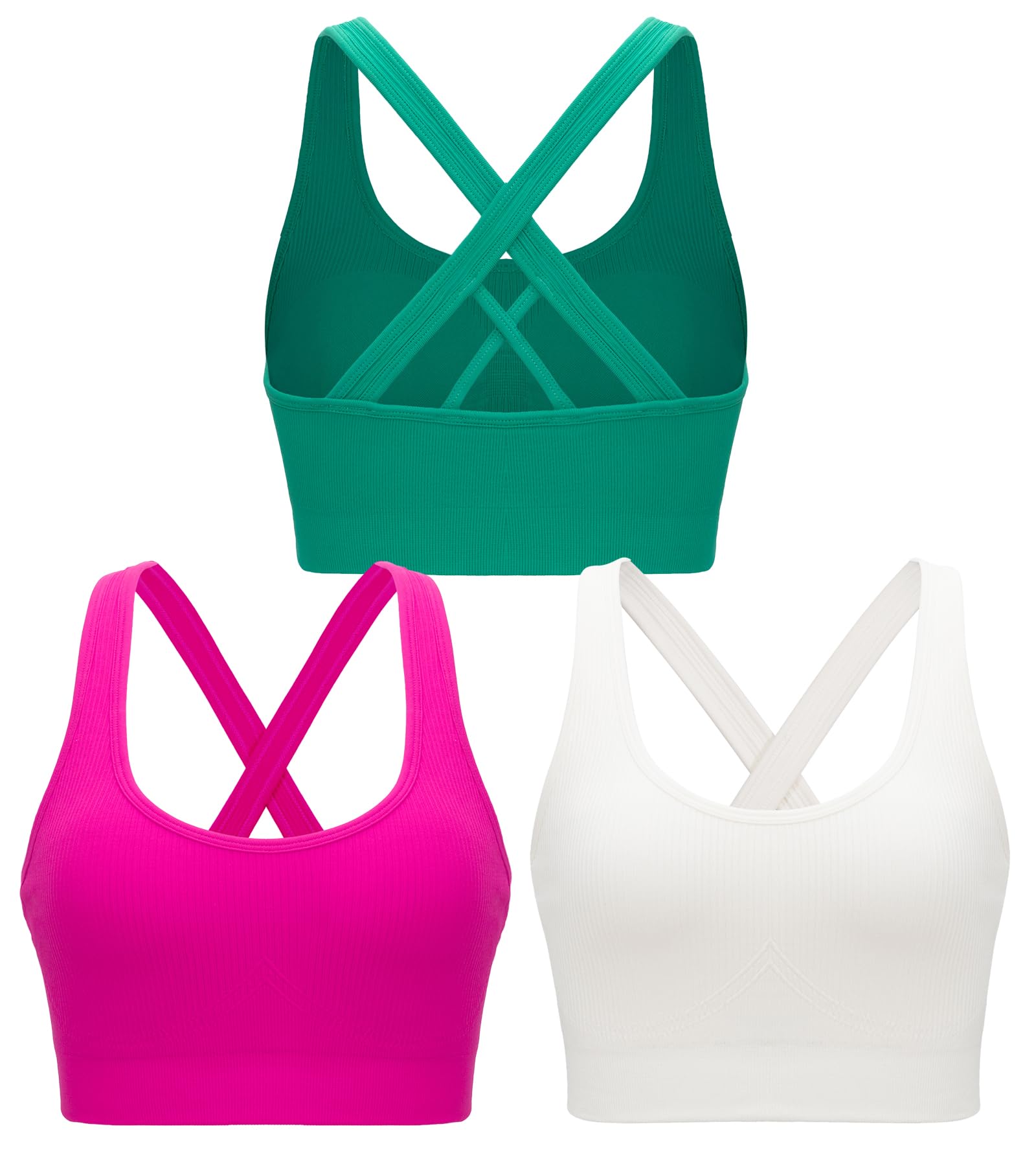 RUNNING GIRL Sports Bras for Women,Seamless Strappy Sports Bra High Support Crisscross Back with Removable Pads