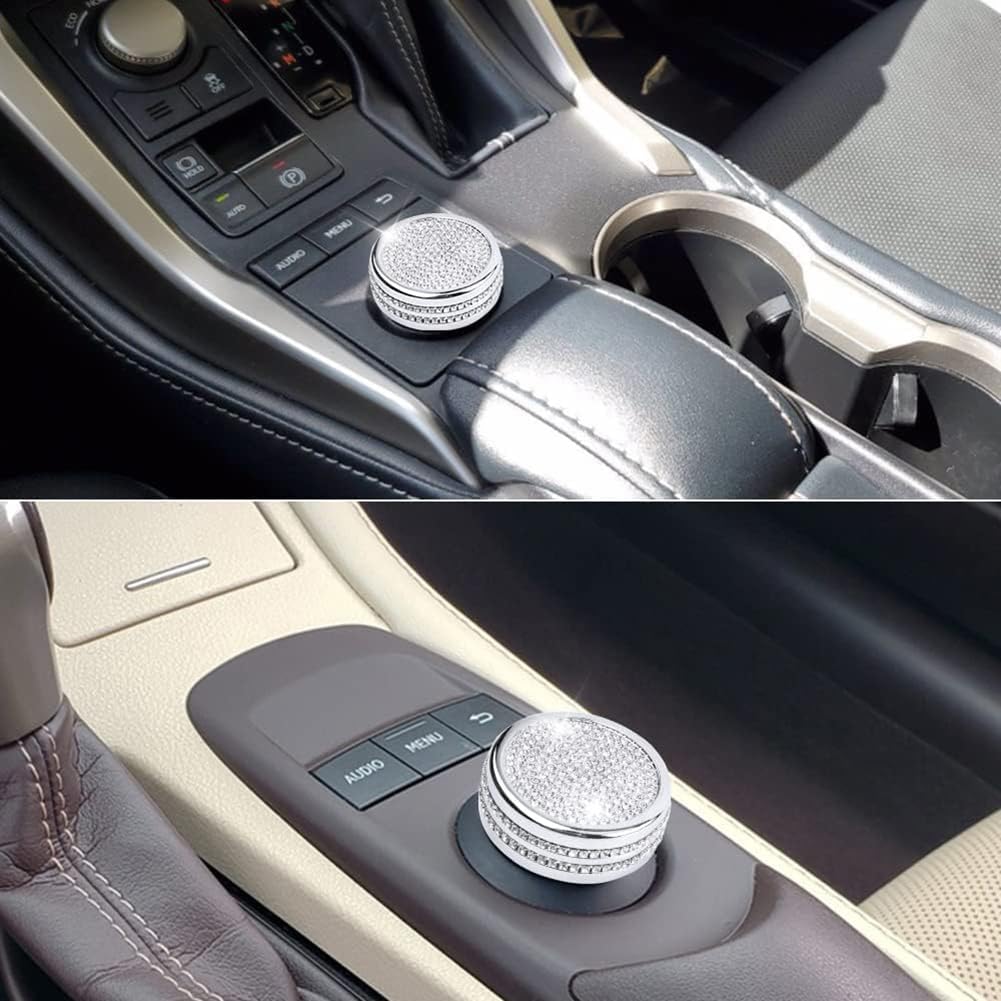 Bling Center Console Multimedia Knob Button Covers Parts Car Interior Accessories Compatible with Lexus RX NX ES Accessories