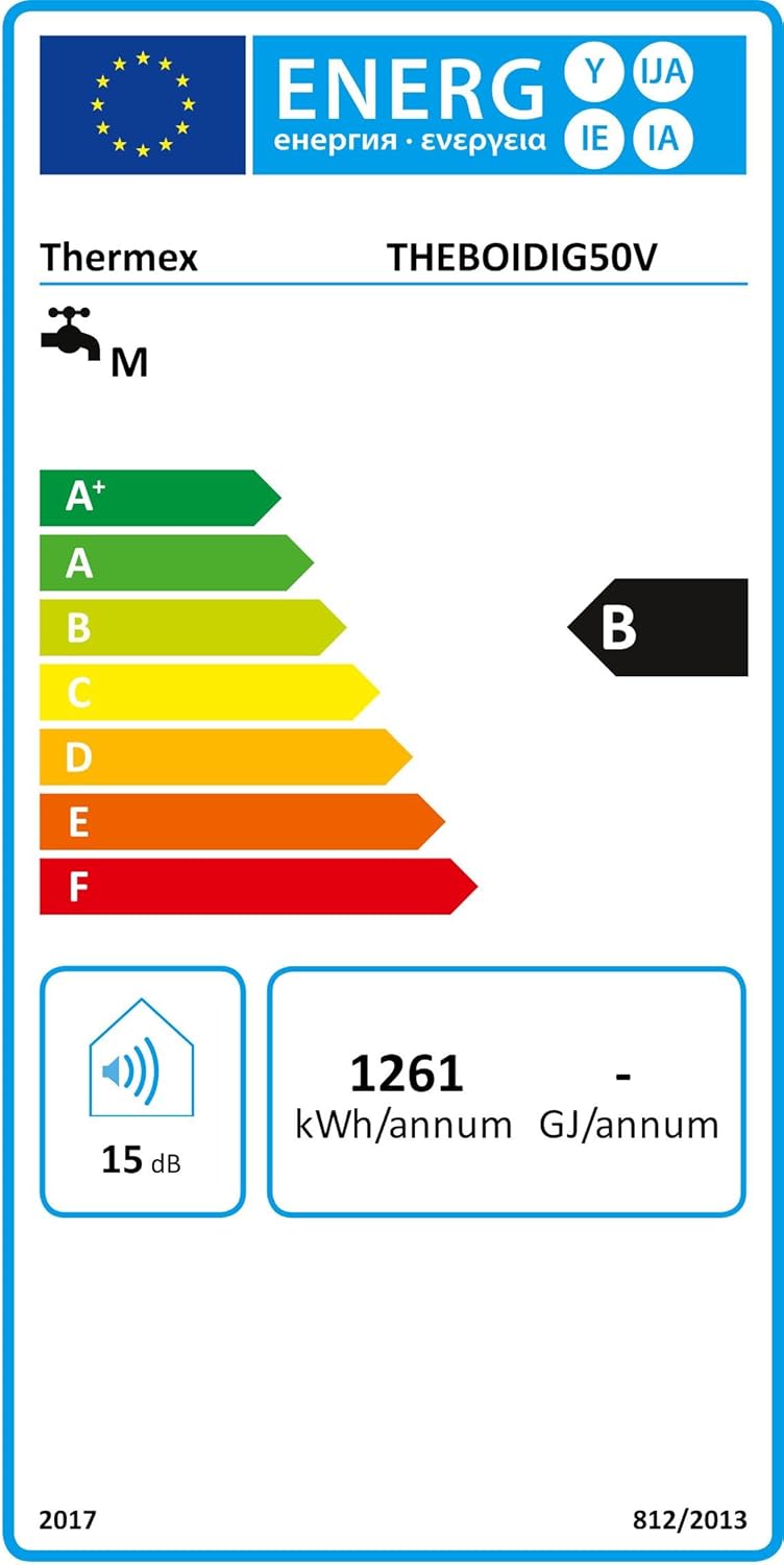 Thermex Digital Water Heater Energy Label