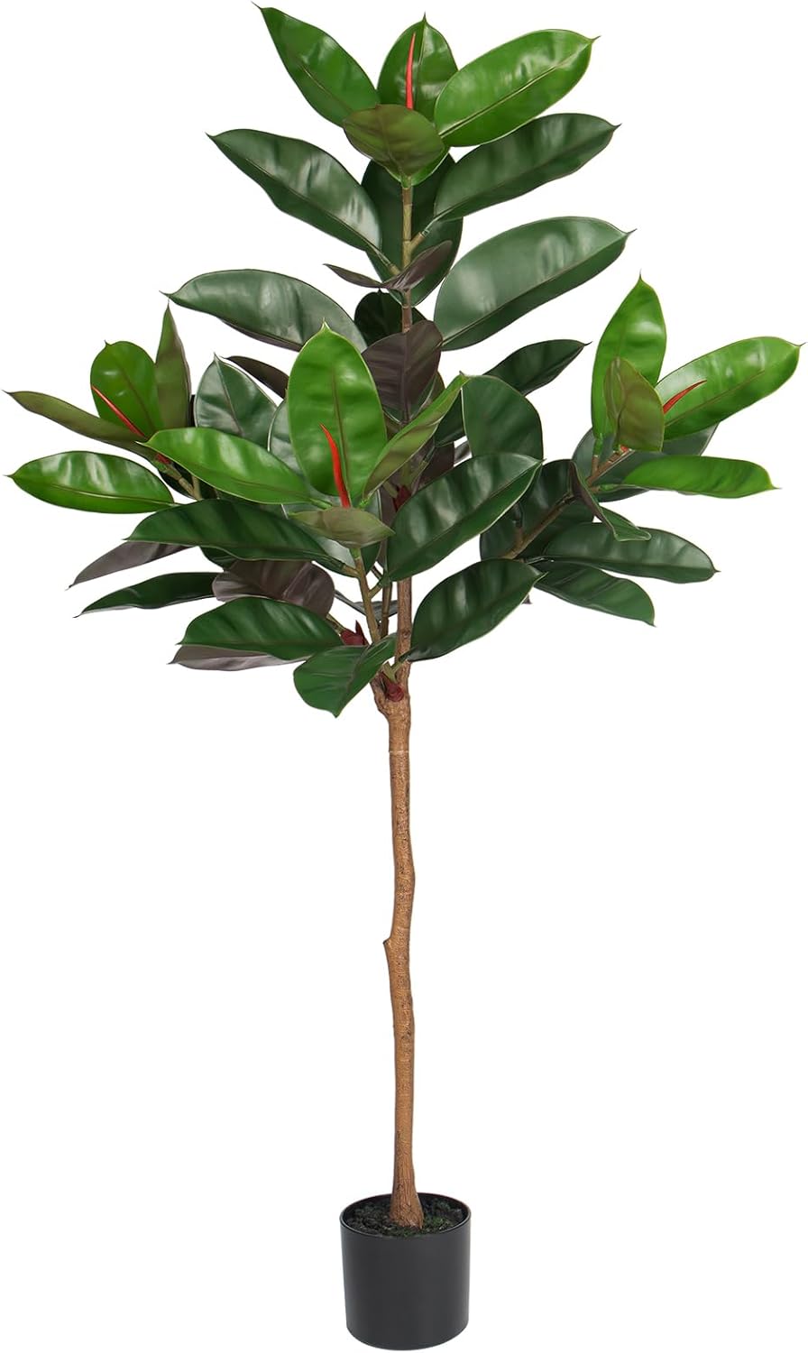 5FT Tall Fake Tree Plant for Home Decor, Artificial Rubber Tree Indoor Floor Plant, Large Faux Ficus Tree Potted Fake Tropical Plants Decorative for Office Store Room Corner Decor