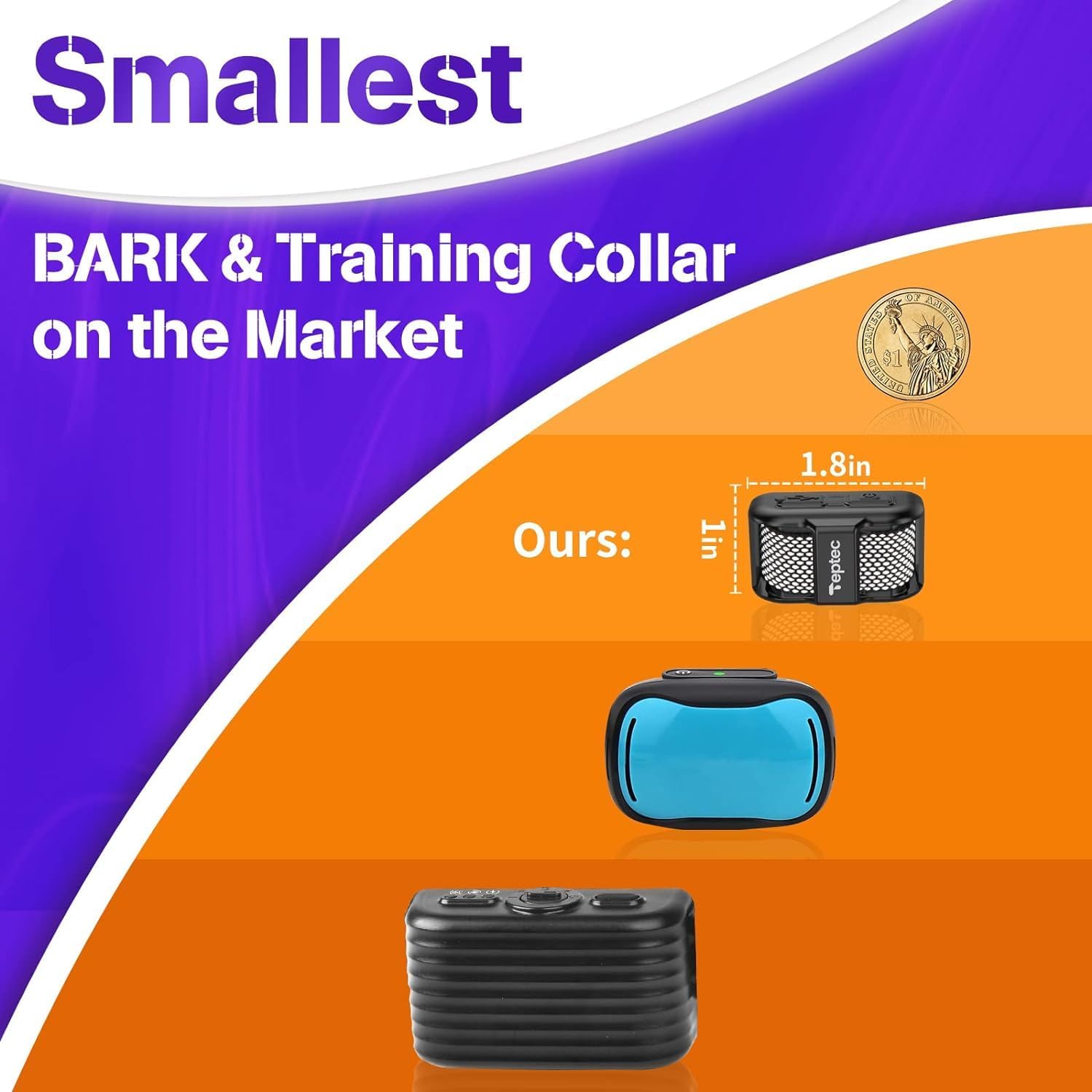Automatic Anti Bark Collar/Training Collar for Small Dogs 5-15Lbs, with Shock, Vibration, Sound 3 Modes, Rechargeable, 99 Adjustable Levels