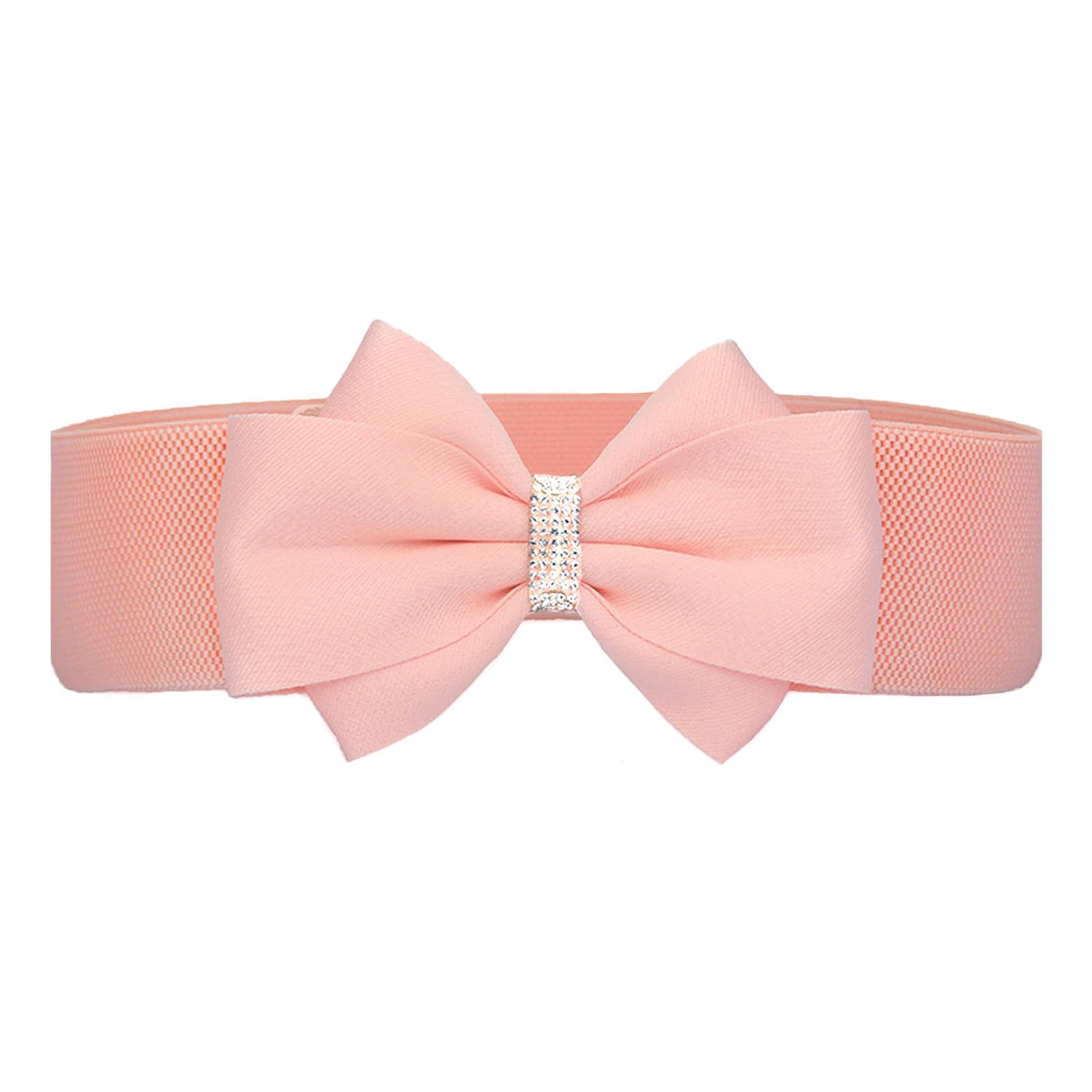 Choleeki Women's Elastic Bow Belt Wide Rhinestone Stretch Belts Ladies Waist Accessories for Dress Jeans