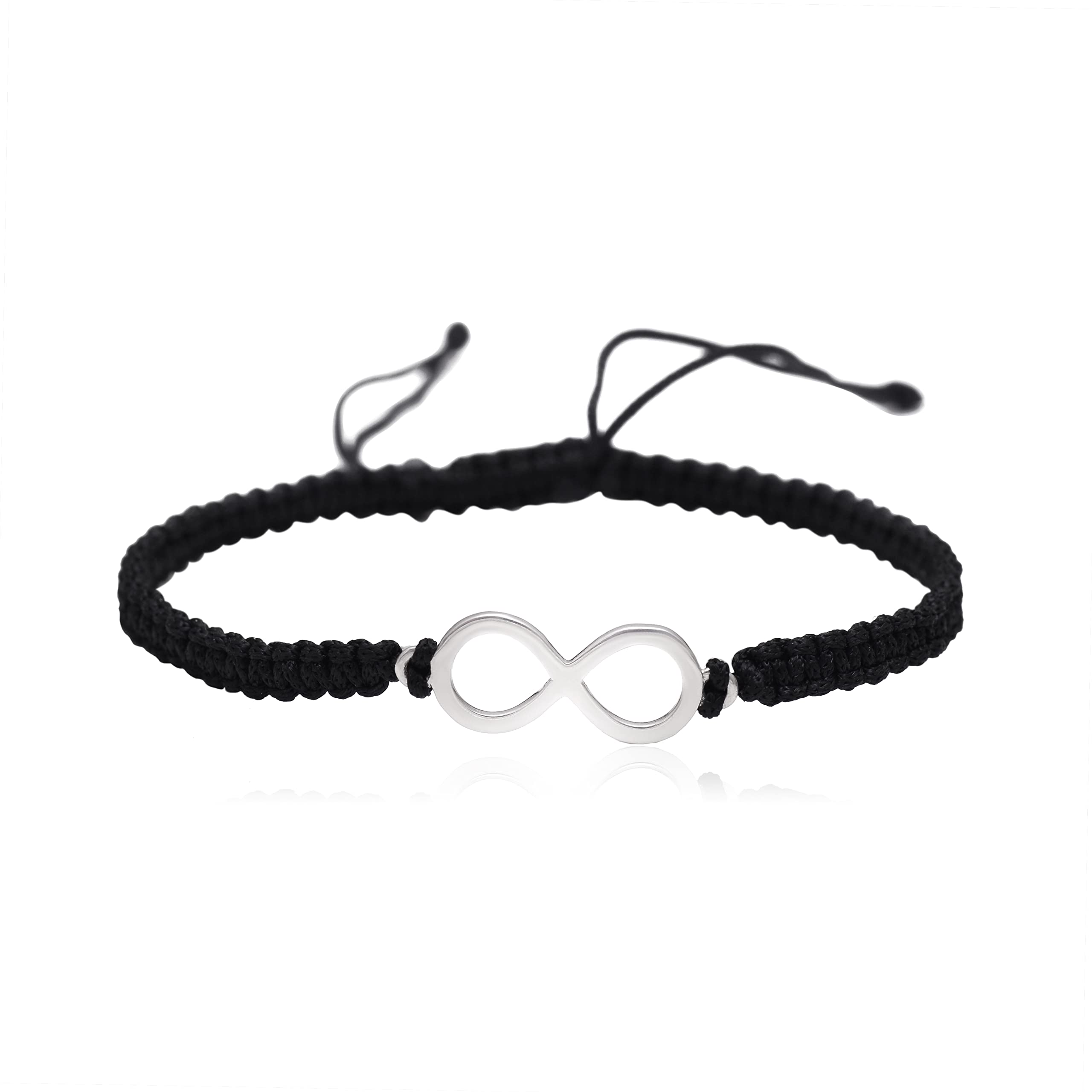 abhooshan 92.5 Sterling Silver Infinity Bracelet with Black Thread for Women and Men Unisex | Ideal Gift for Friend, Collegues, Brother, Sister | With Certificate of Authenticity (B0C661W63L) Amazon Price History, Amazon Price Tracker