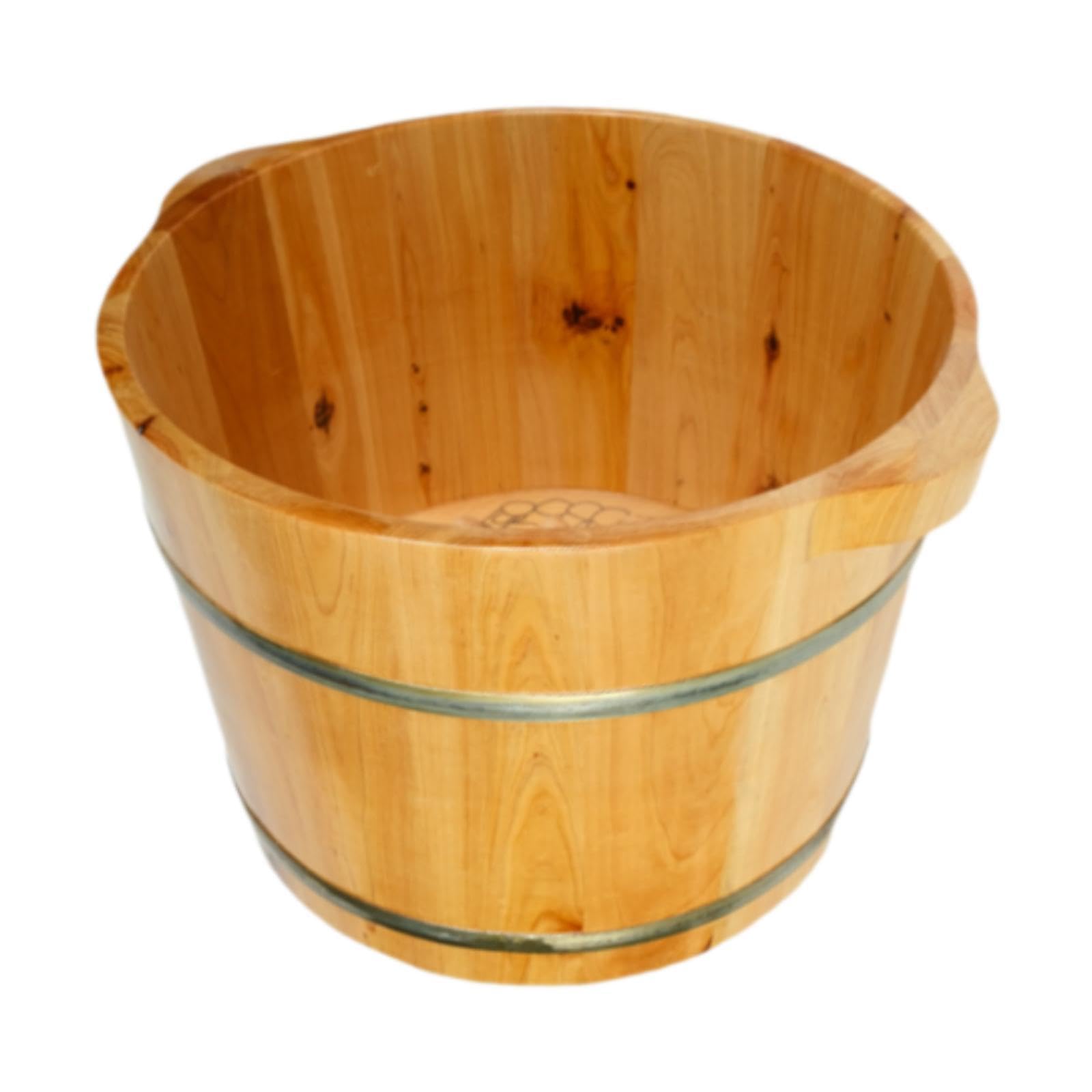 Generic Fußbad Holz Fußbadfass Fußbadewanne Fußbadetonne mit Doppeltem Griff Und Punktiertem Innenboden für Effektive Fußregeneration für Senioren Erwachsene, M