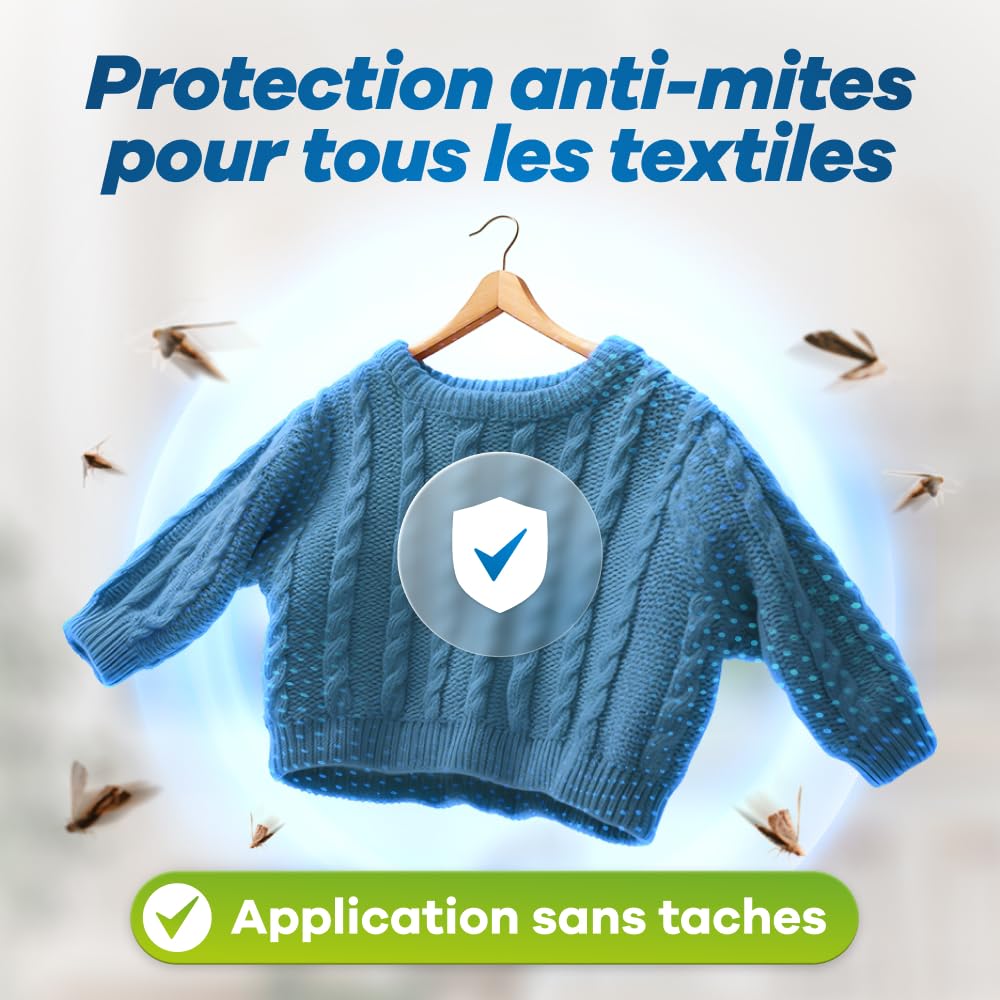 GEROBUG Spray Anti-Mites 500 ml - Lutte simple contre les mites alimentaires & les mites des vêtements - Protection contre les mites pour armoire, placard, appartement, vêtements, tapis & cuisine