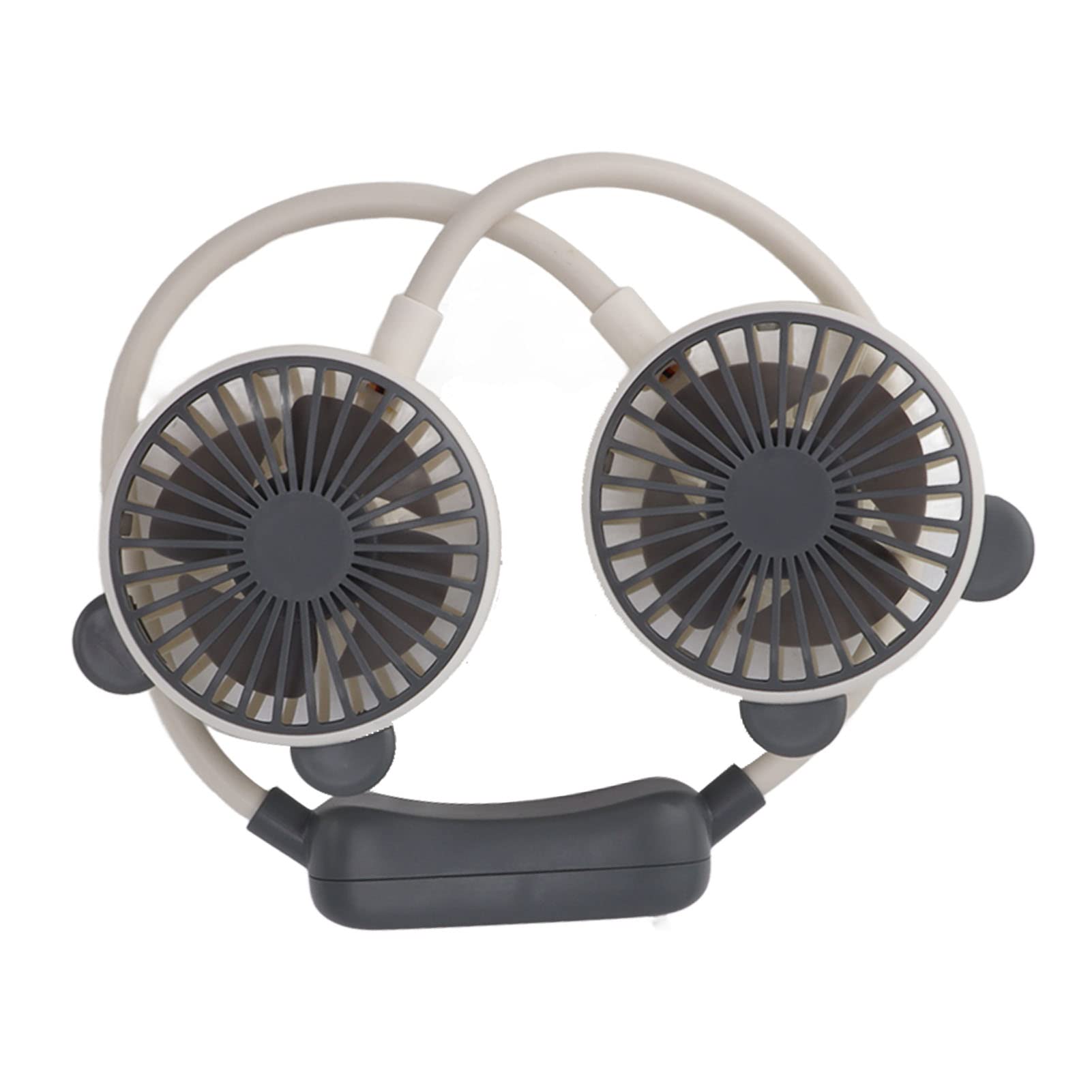 POENVFPO Ventilatore Portatile da Collo, Ventola Sospesa Indossabile Rotante a Doppia Testa a 360° con Tubo Flessibile Pieghevole e 2 velocità per Ufficio, Viaggi, attività All'aperto (WHITE)