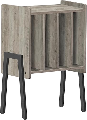Miniatura 6 de TUTOTAK Soporte para tocadiscos, mesa de almacenamiento de discos, mesa auxiliar con estante de exhibición de vinilo, mesa auxiliar, soporte para