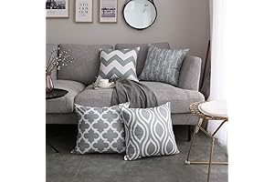 FanHomcy Chevron Pillow Covers - Grey Quatrefoil, Arrow, Ogee Patterns for Couch...