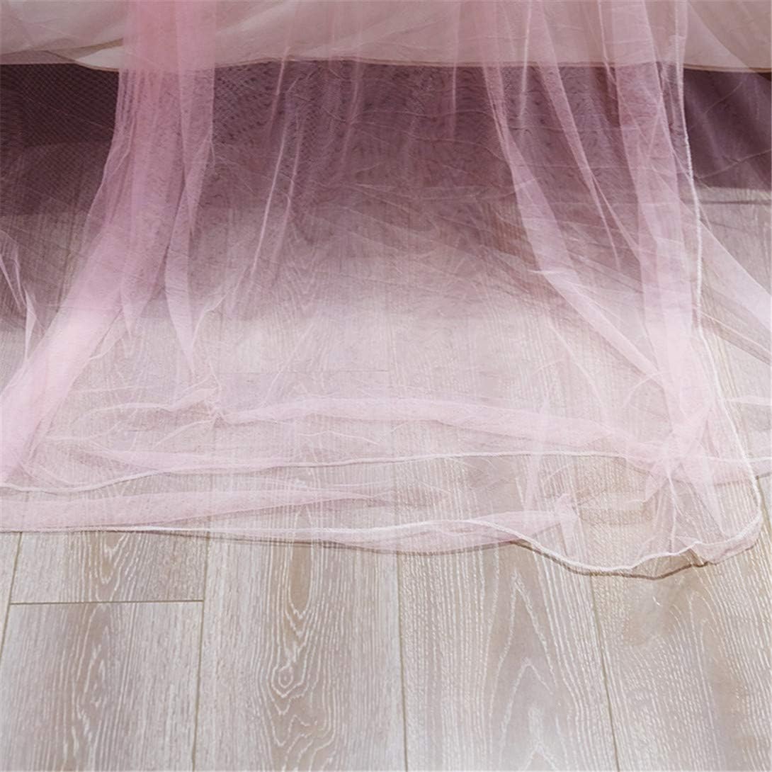 Lotus Karen Contrast Color Bed Curtain Double Layer Polyester Sheer Mesh Dome Bed Canopy Round Hoop Princess Mosquito Net