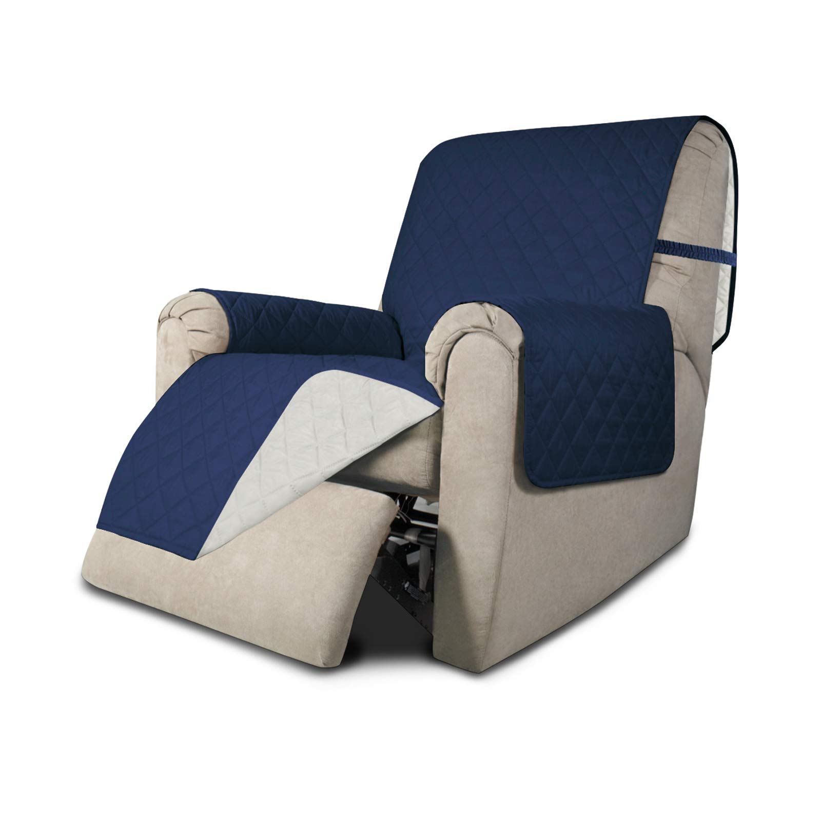 Easy-Going Reversible Couch Cover, Recliner 19 in, Navy/Ivory