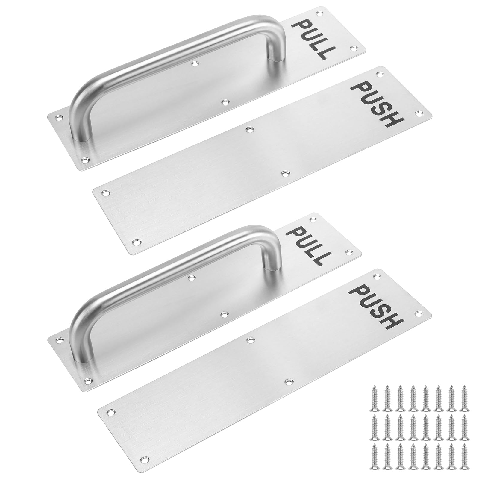 TAICHEUT 4PCS Stainless Steel Sliding Door Handle, 30 x 8cm Heavy Duty Push Pull Handle Plate with Screws for Entrance, Bathroom, Garage, Restaurant