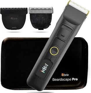 Brio Beardscape V2 Beard Trimmer Bundle: Zero Blade, Body Blade, Pro Case - Ceramic Blade, 4Hr Battery, Adjustable Speeds