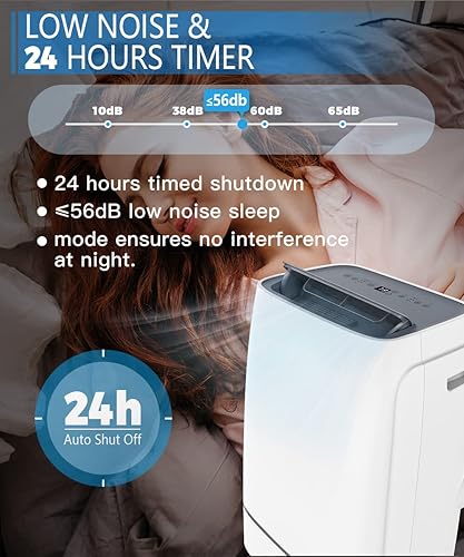 Miniatura 4 de Joy Pebble Aire acondicionado portátil, 12000 BTU para habitaciones de hasta 550 pies cuadrados, deshumidificador y ventilador, CA portátil con 3